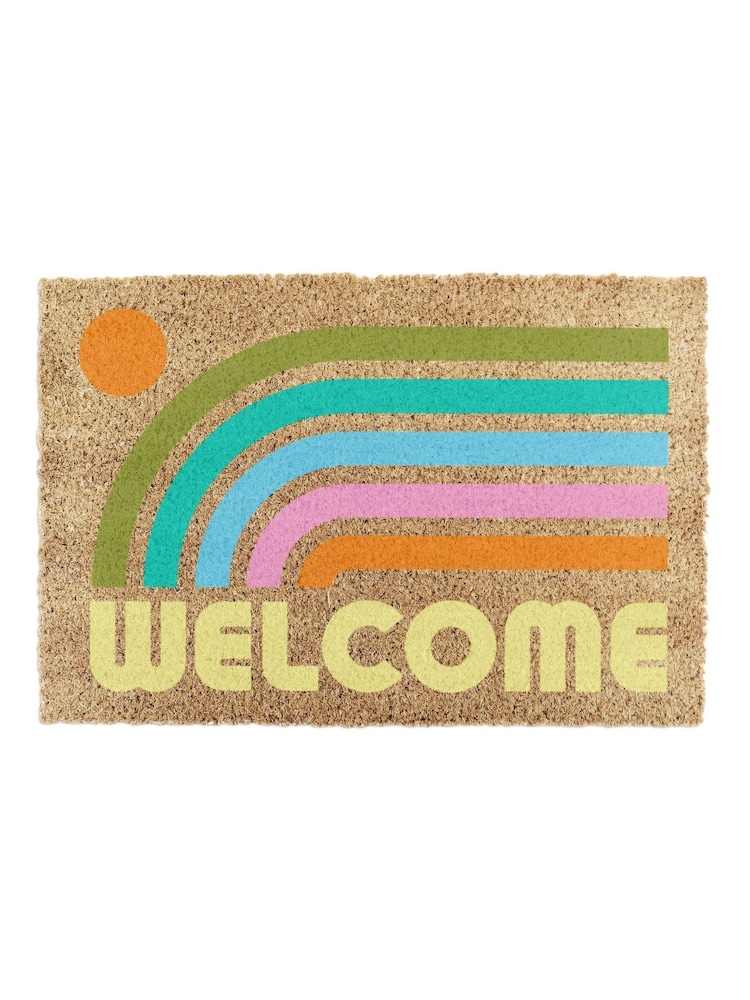 Artsy Mats Brown Elizabeth Olwen Welcome Rainbow Coir Doormat - Image 13 of 13