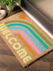 Artsy Mats Brown Elizabeth Olwen Welcome Rainbow Coir Doormat - Image 2 of 13