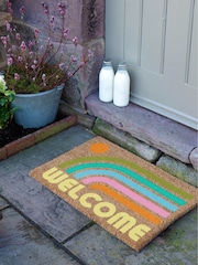 Artsy Mats Brown Elizabeth Olwen Welcome Rainbow Coir Doormat - Image 3 of 13