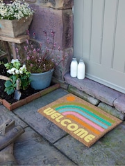 Artsy Mats Brown Elizabeth Olwen Welcome Rainbow Coir Doormat - Image 6 of 13
