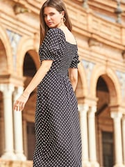 Sosandar Black Sweetheart Neck Midi Dress - Image 2 of 4