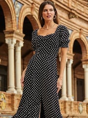 Sosandar Black Sweetheart Neck Midi Dress - Image 3 of 4