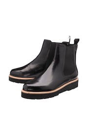 Ravel Black Leather Ankle Boots - Image 2 of 4