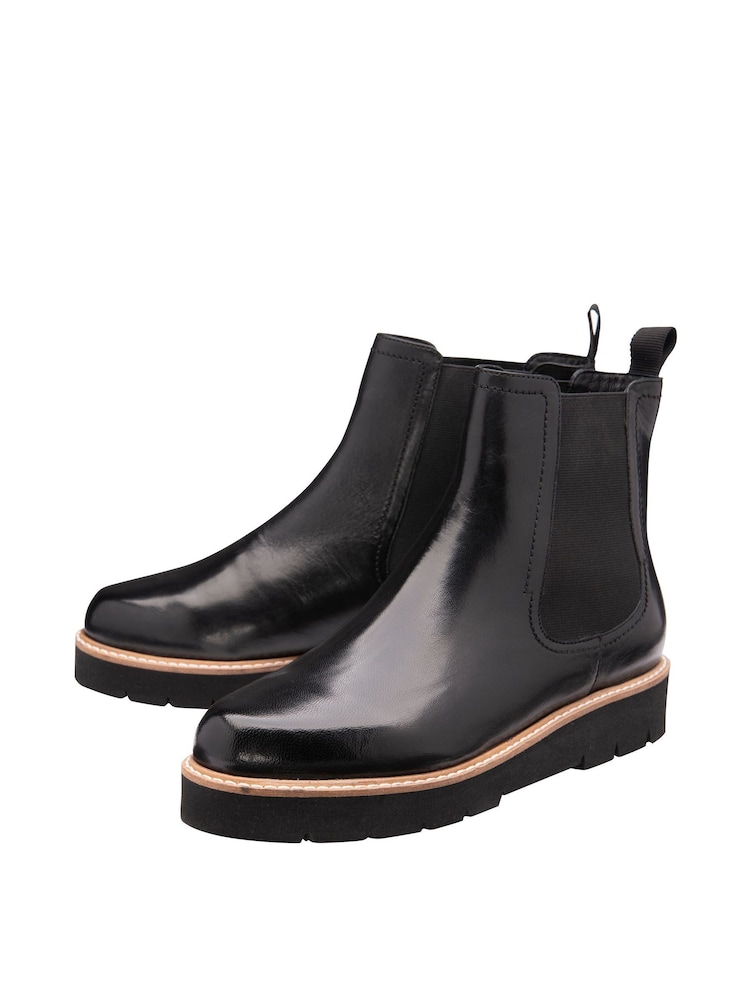 Ravel Black Leather Ankle Boots - Image 2 of 4