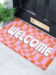 Artsy Mats Pink Elizabeth Olwen Welcome Wavey IndoorOutdoor Doormat - Image 1 of 4