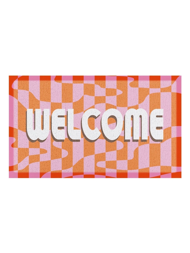 Artsy Mats Pink Elizabeth Olwen Welcome Wavey IndoorOutdoor Doormat - Image 4 of 4 Artsy Mats Pink Elizabeth Olwen Welcome Wavey IndoorOutdoor Doormat - Image 4 of 4
