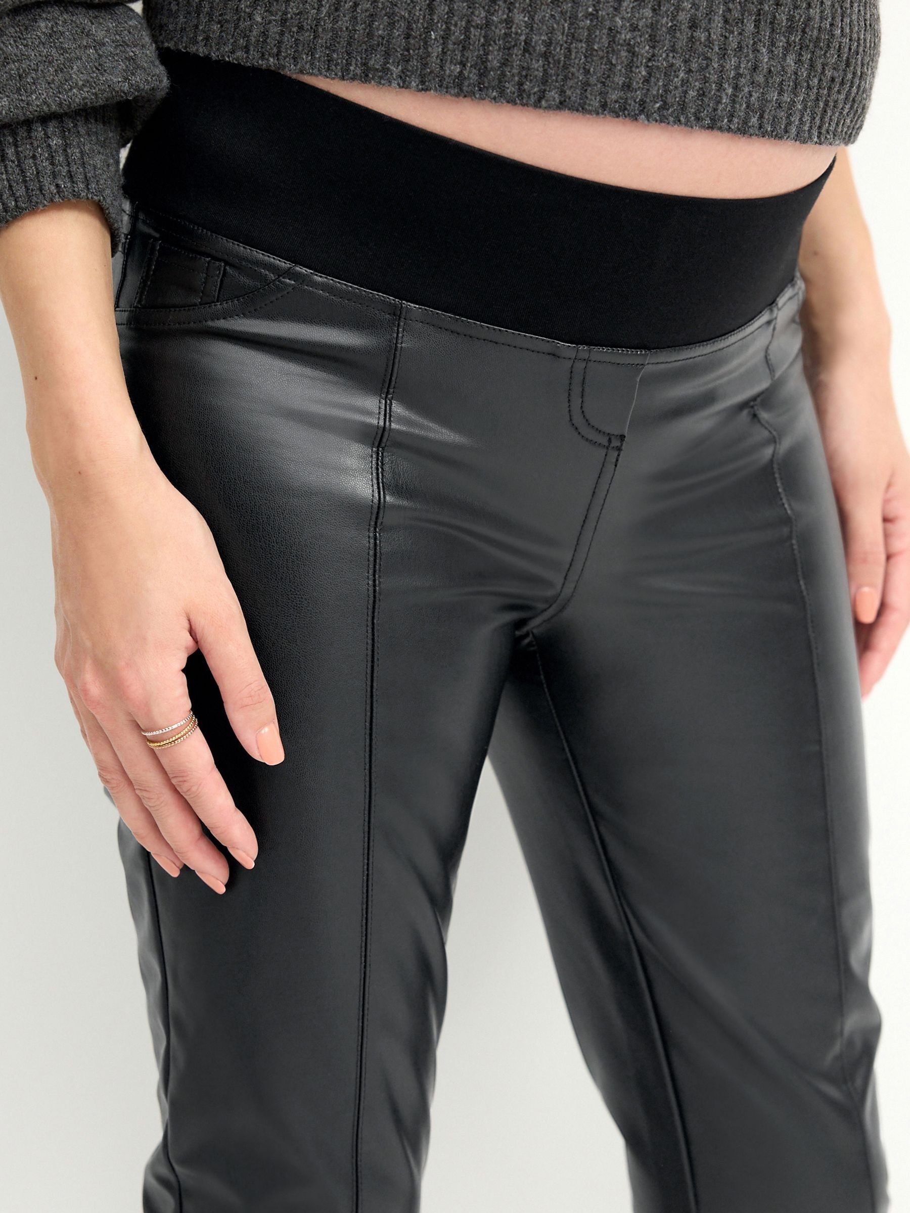 Buy Black Maternity Seamed Skinny Faux Leather Trousers from Next Luxembourg