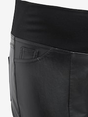 Schwarz - Skinny-Hose aus Lederimitat mit Ziernaht, Umstandsmode - Bild 8 von 8