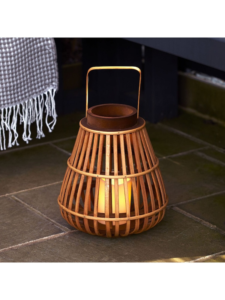 Lights4fun Natural Bamboo Battery Operated Lantern - Image 1 of 2