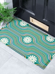 Artsy Mats Multi Elizabeth Olwen Flower Lines Green IndoorOutdoor Doormat - Image 1 of 4