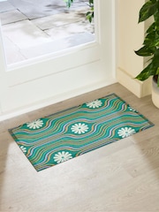 Artsy Mats Multi Elizabeth Olwen Flower Lines Green IndoorOutdoor Doormat - Image 2 of 4