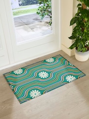 Artsy Mats Multi Elizabeth Olwen Flower Lines Green IndoorOutdoor Doormat - Image 3 of 4