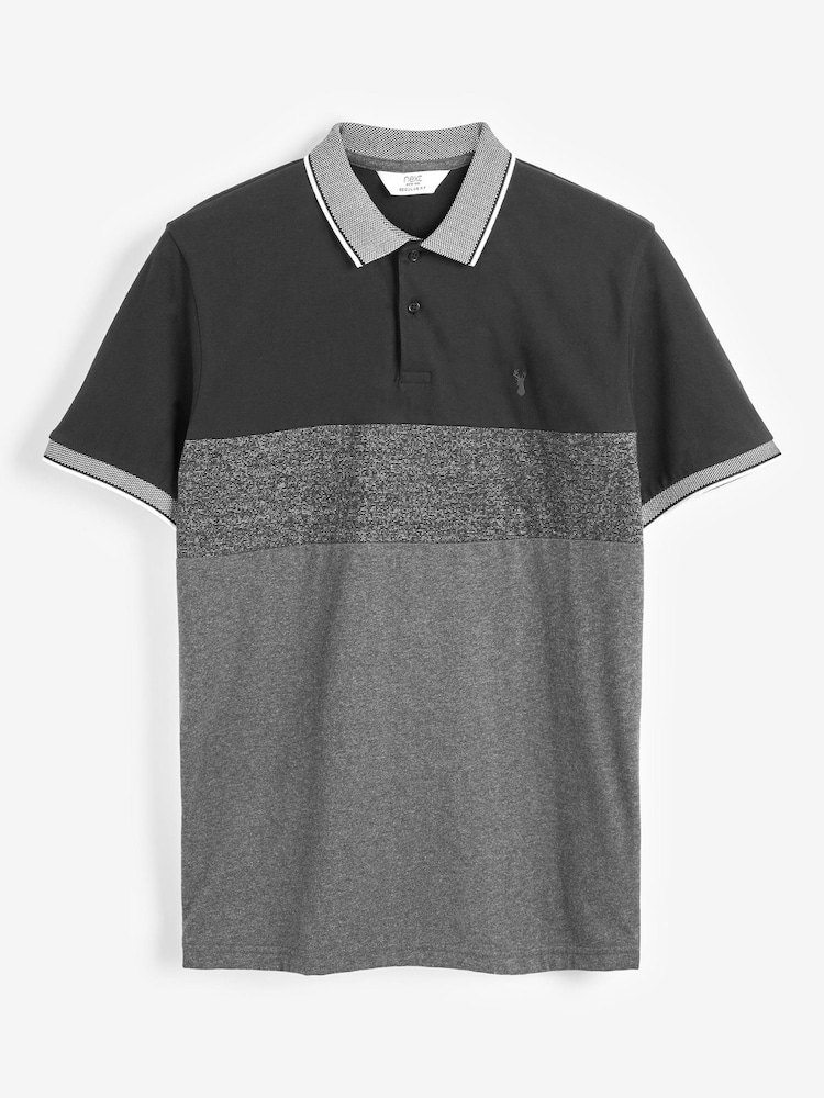 Charcoal Grey Colourblock Polo Shirt - Image 5 of 5