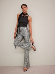 Black Sequin Fringe Skinny Scarf - Image 3 of 8