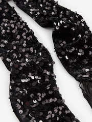 Black Sequin Fringe Skinny Scarf - Image 8 of 8
