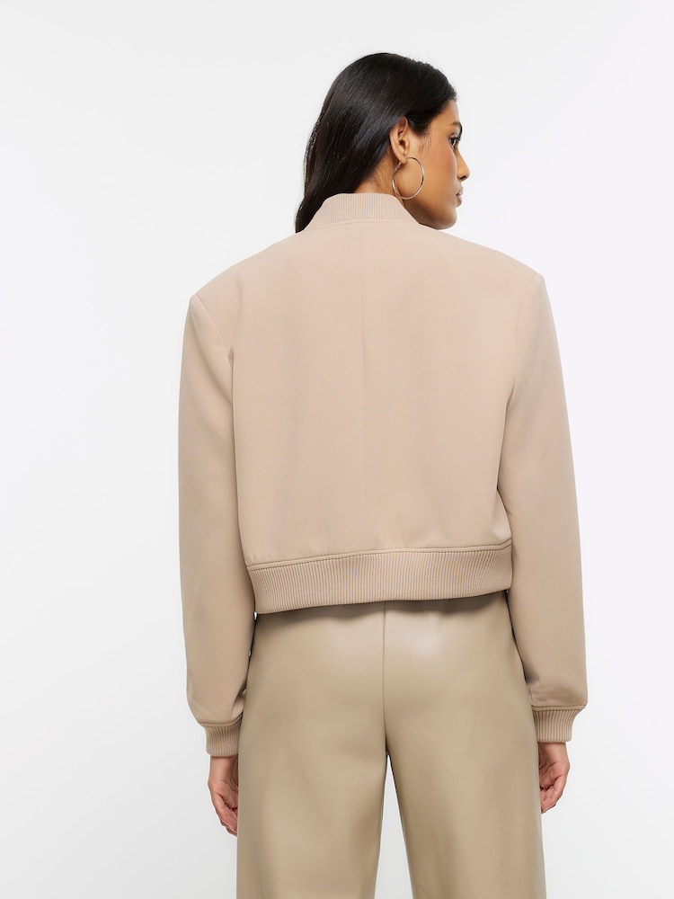 River Island Beige Tailored Bomber Jacket - Image 2 of 4