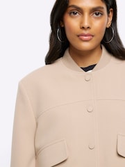 River Island Beige Tailored Bomber Jacket - Image 3 of 4