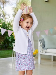 JoJo Maman Bébé White Classic 100% Cotton Cardigan - Image 2 of 5