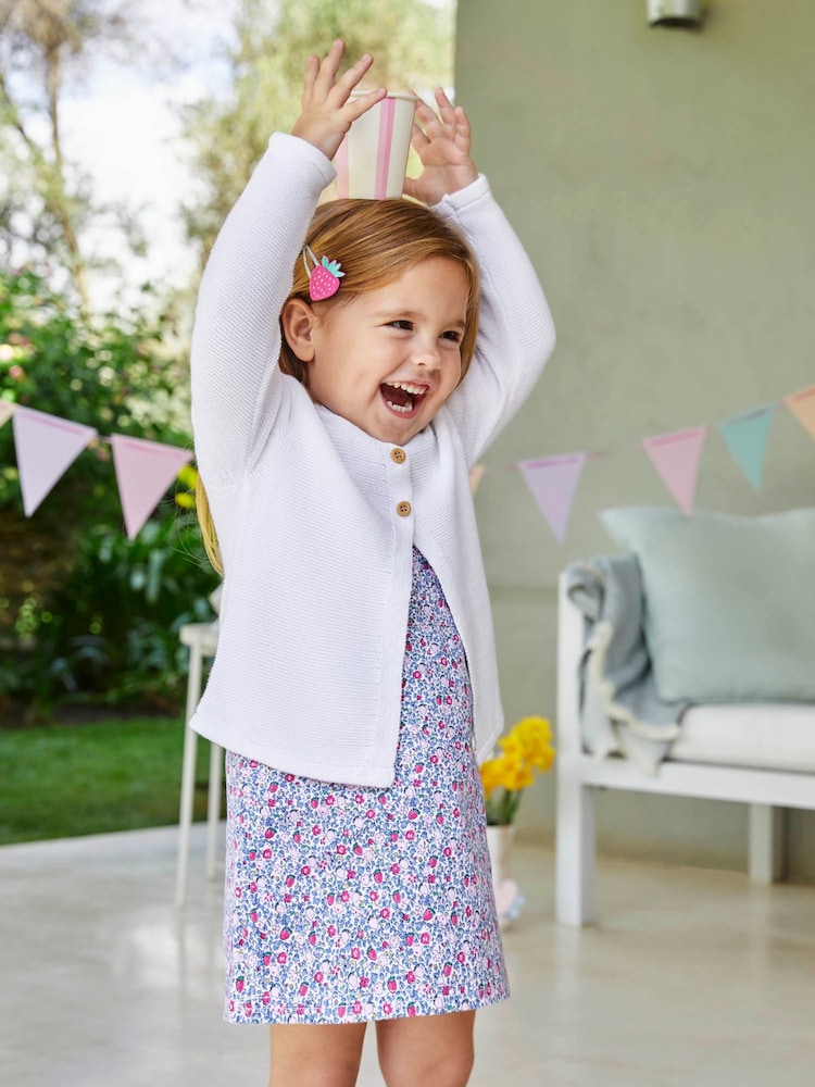 JoJo Maman Bébé White Classic 100% Cotton Cardigan - Image 2 of 5