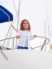 JoJo Maman Bébé White Classic 100% Cotton Cardigan - Image 3 of 5