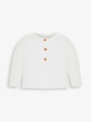 JoJo Maman Bébé White Classic 100% Cotton Cardigan - Image 4 of 5