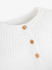 JoJo Maman Bébé White Classic 100% Cotton Cardigan - Image 5 of 5