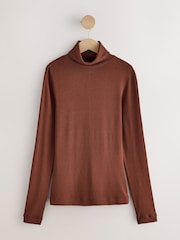 Tan Brown Roll Neck Long Sleeve Top - Image 1 of 3