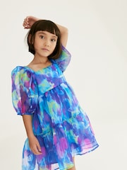 Blue Tiered Organza Dress (3-16yrs) - Image 1 of 8