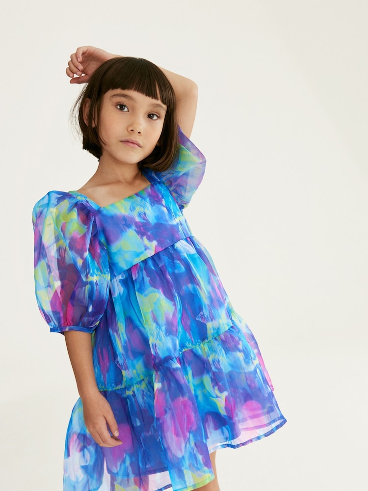 Blue Tiered Organza Dress (3-16yrs) - Image 1 of 8 Blue Tiered Organza Dress (3-16yrs) - Image 1 of 8
