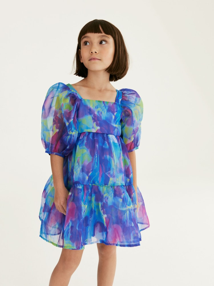 Blue Tiered Organza Dress (3-16yrs) - Image 2 of 8 Blue Tiered Organza Dress (3-16yrs) - Image 2 of 8