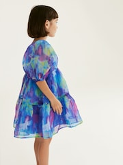 Blue Tiered Organza Dress (3-16yrs) - Image 4 of 8