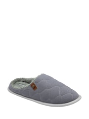 Dunlop Light Grey Mens Quilted Mule Slippers - Image 1 of 4