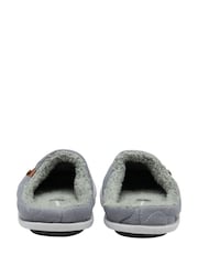 Dunlop Light Grey Mens Quilted Mule Slippers - Image 2 of 4