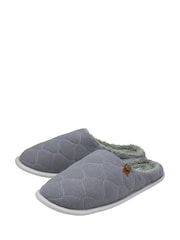 Dunlop Light Grey Mens Quilted Mule Slippers - Image 3 of 4