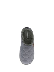 Dunlop Light Grey Mens Quilted Mule Slippers - Image 4 of 4