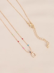 Gold Tone O Initial Beaded Necklace Letter O - Image 1 of 3