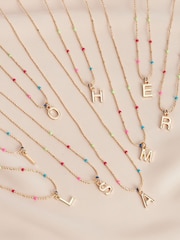 Gold Tone O Initial Beaded Necklace Letter O - Image 3 of 3