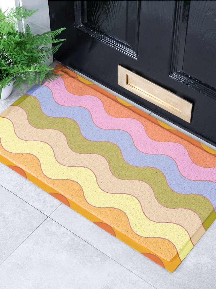 Artsy Mats Multi Elizabeth Olwen Wavey Lines Indoor/Outdoor Doormat - Image 1 of 4 Artsy Mats Multi Elizabeth Olwen Wavey Lines Indoor/Outdoor Doormat - Image 1 of 4