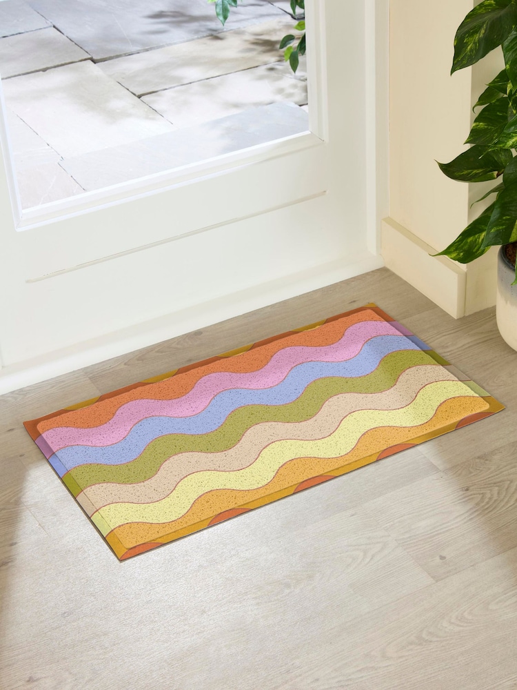 Artsy Mats Multi Elizabeth Olwen Wavey Lines Indoor/Outdoor Doormat - Image 2 of 4 Artsy Mats Multi Elizabeth Olwen Wavey Lines Indoor/Outdoor Doormat - Image 2 of 4