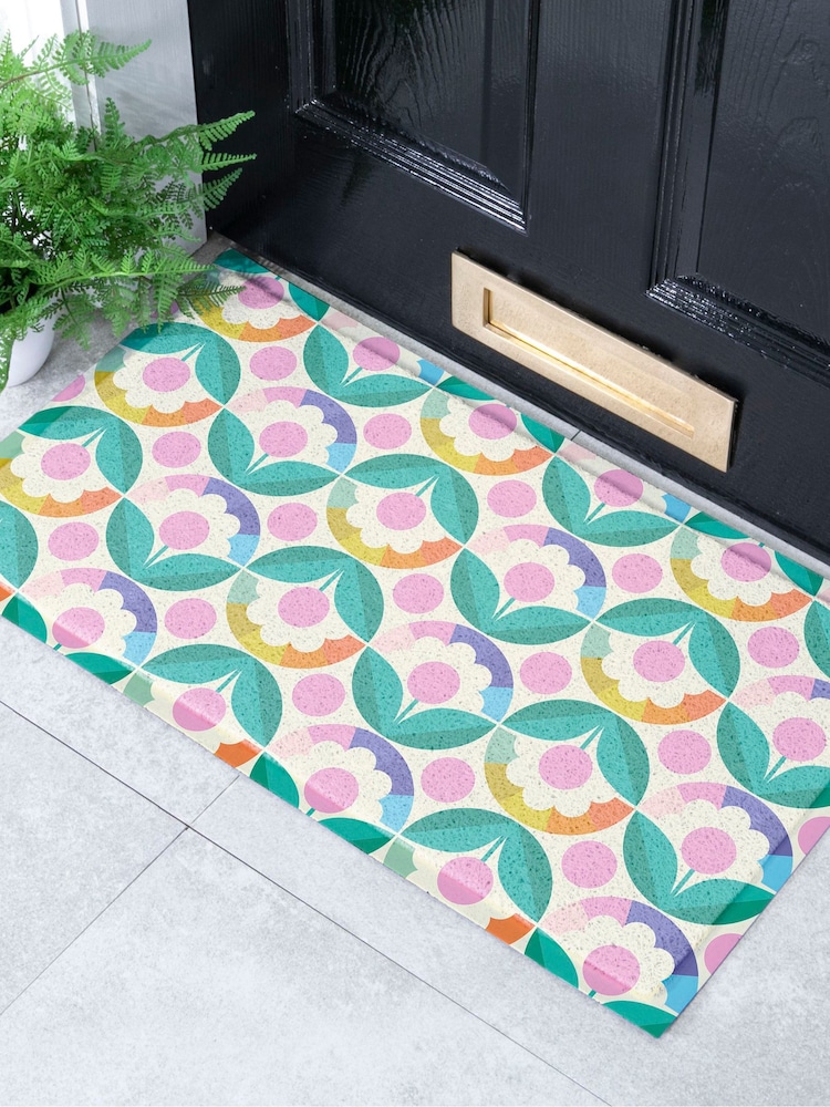 Artsy Mats Multi Elizabeth Olwen Petal Pink Dots IndoorOutdoor Doormat - Image 1 of 4