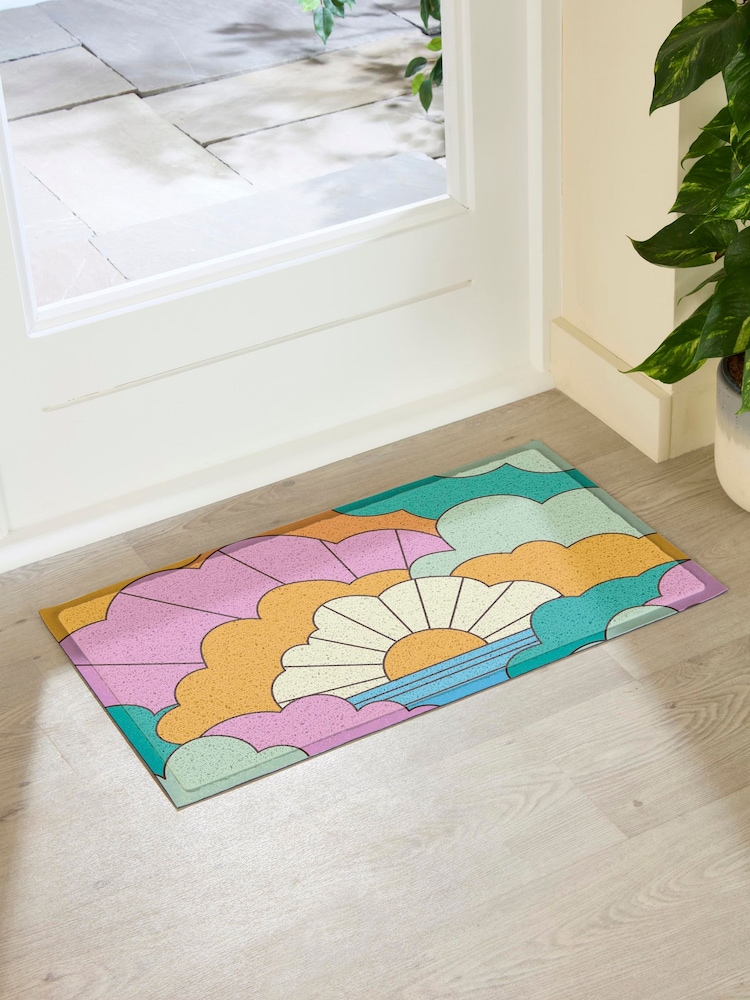 Artsy Mats Multi Elizabeth Olwen Retro Clouds IndoorOutdoor Doormat - Image 1 of 4 Artsy Mats Multi Elizabeth Olwen Retro Clouds IndoorOutdoor Doormat - Image 1 of 4