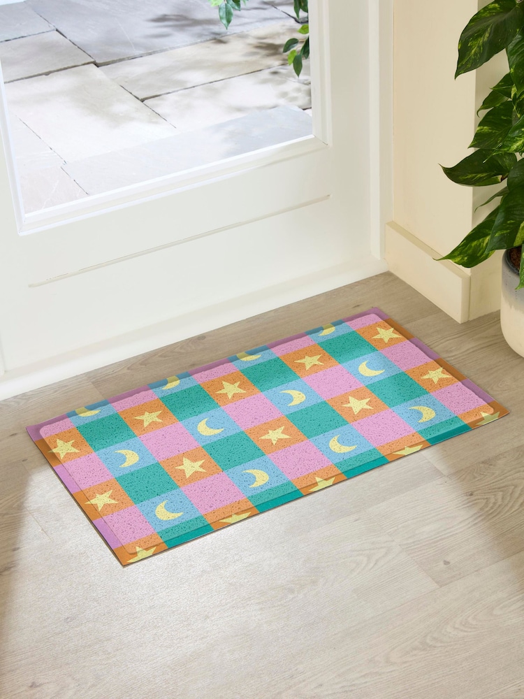 Artsy Mats Multi Elizabeth Olwen Crescent and Stars IndoorOutdoor Doormat - Image 2 of 4