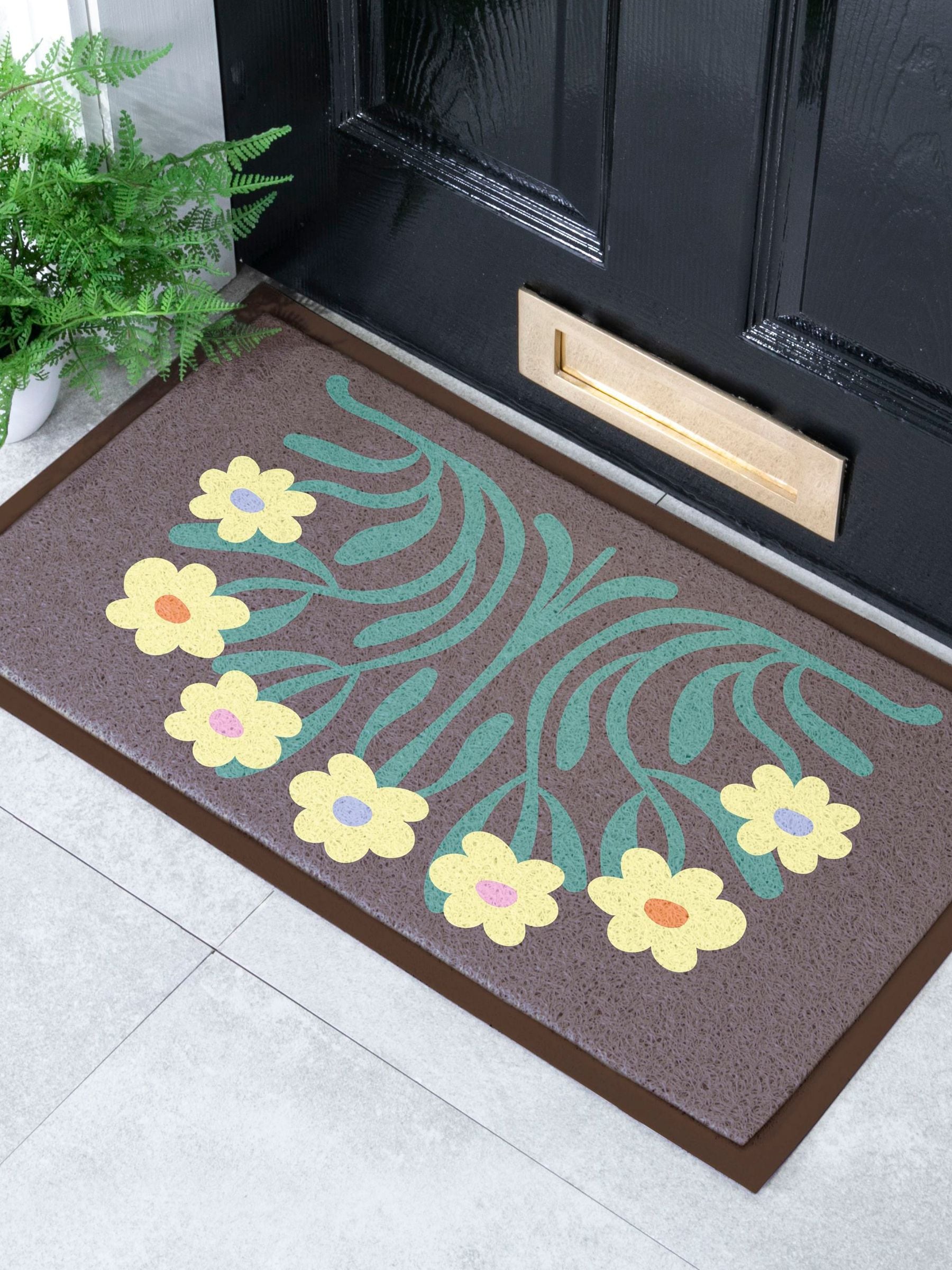 Artsy Mats Yellow Elizabeth Olwen Flowers Indoor/Outdoor Doormat