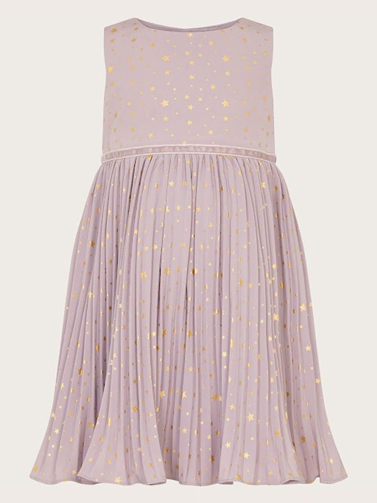 Monsoon Baby Angelina Plissiertes Kleid mit Sternmuster, Violett - Bild 2 von 4 Monsoon Baby Angelina Plissiertes Kleid mit Sternmuster, Violett - Bild 2 von 4
