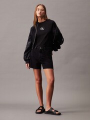 Calvin Klein Black Mom Turn Up 100% Cotton Shorts - Image 4 of 7