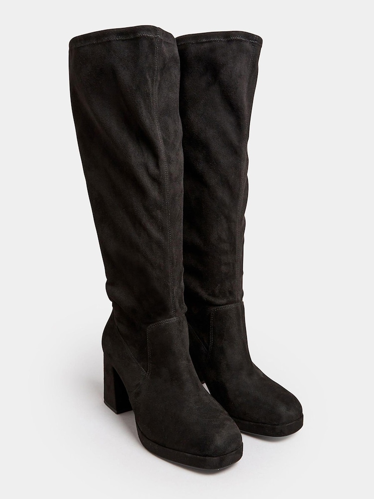 Yours Curve Black Extra-Wide Fit Platform Knee Boots - Image 2 of 4