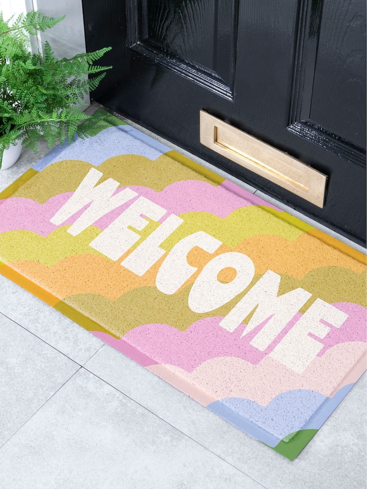 Artsy Mats Multi Elizabeth Olwen Retro Welcome IndoorOutdoor Doormat - Image 1 of 4