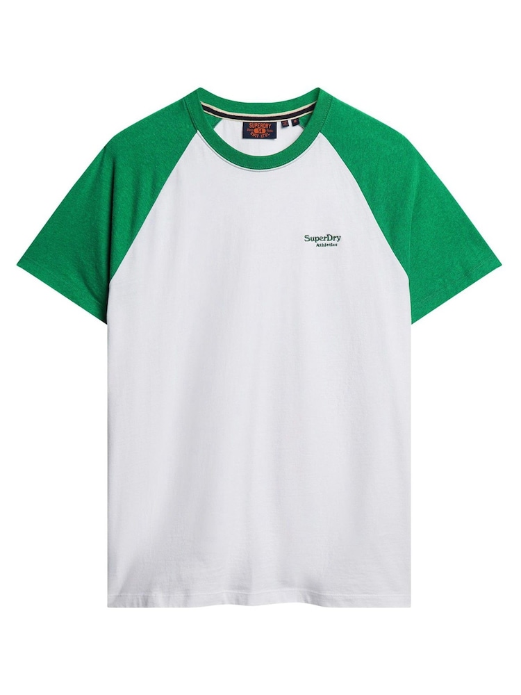 Superdry Green Essential Logo Baseball T-Shirt - Image 3 of 4