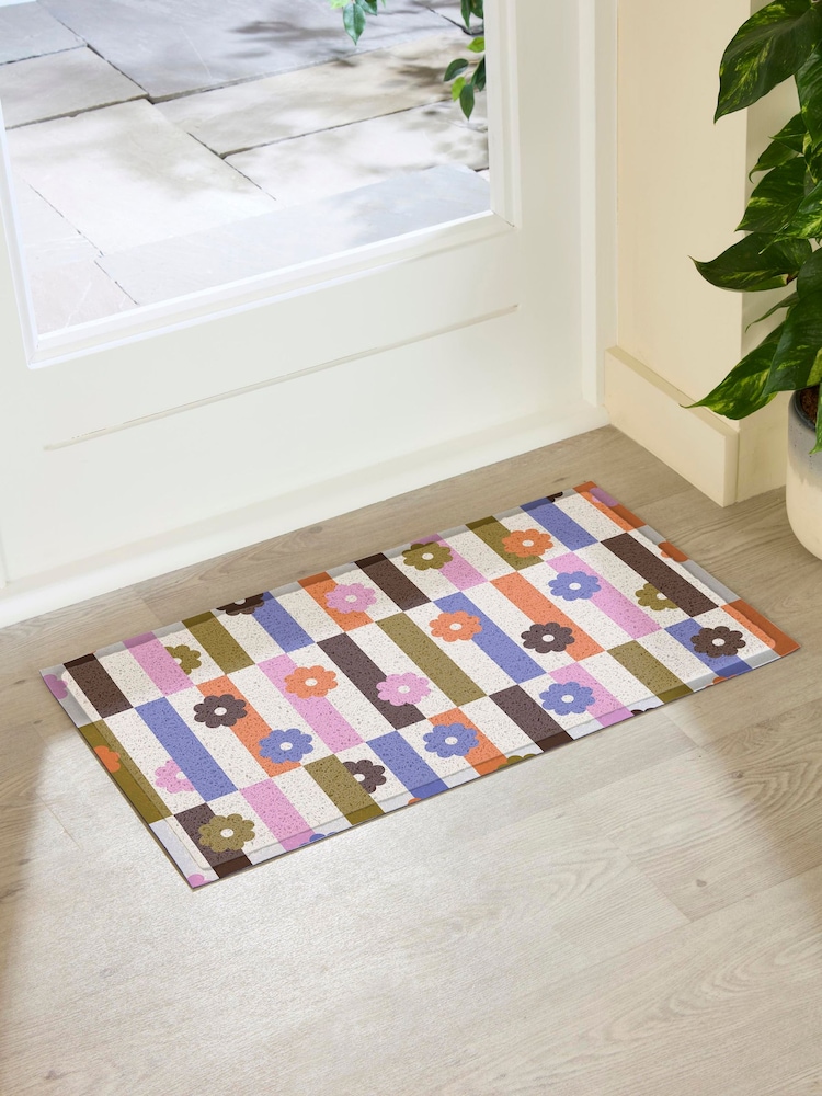 Artsy Mats Multi Elizabeth Olwen Petal Stripes Indoor/Outdoor Doormat - Image 2 of 4 Artsy Mats Multi Elizabeth Olwen Petal Stripes Indoor/Outdoor Doormat - Image 2 of 4