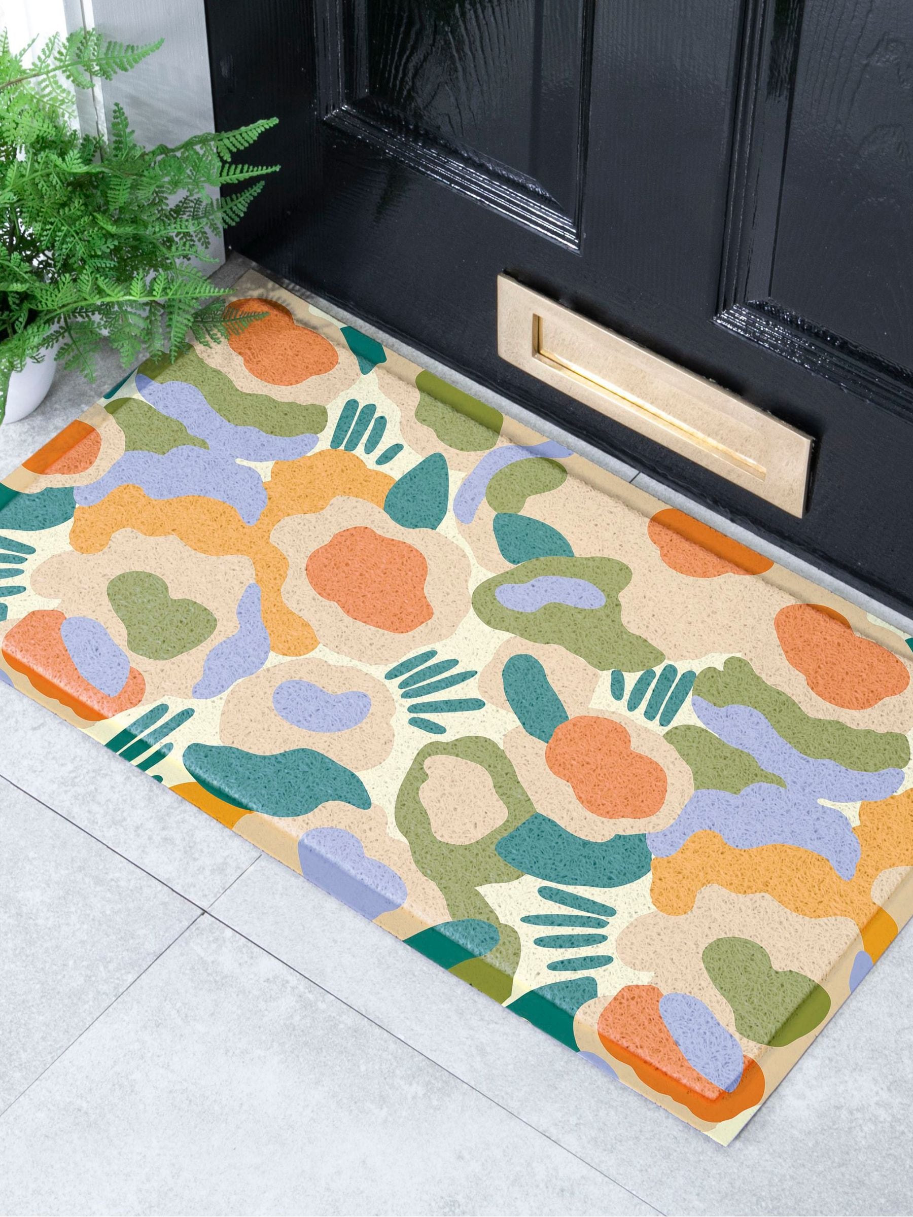 Artsy Mats Multi Elizabeth Olwen Smudge Flowers IndoorOutdoor Doormat